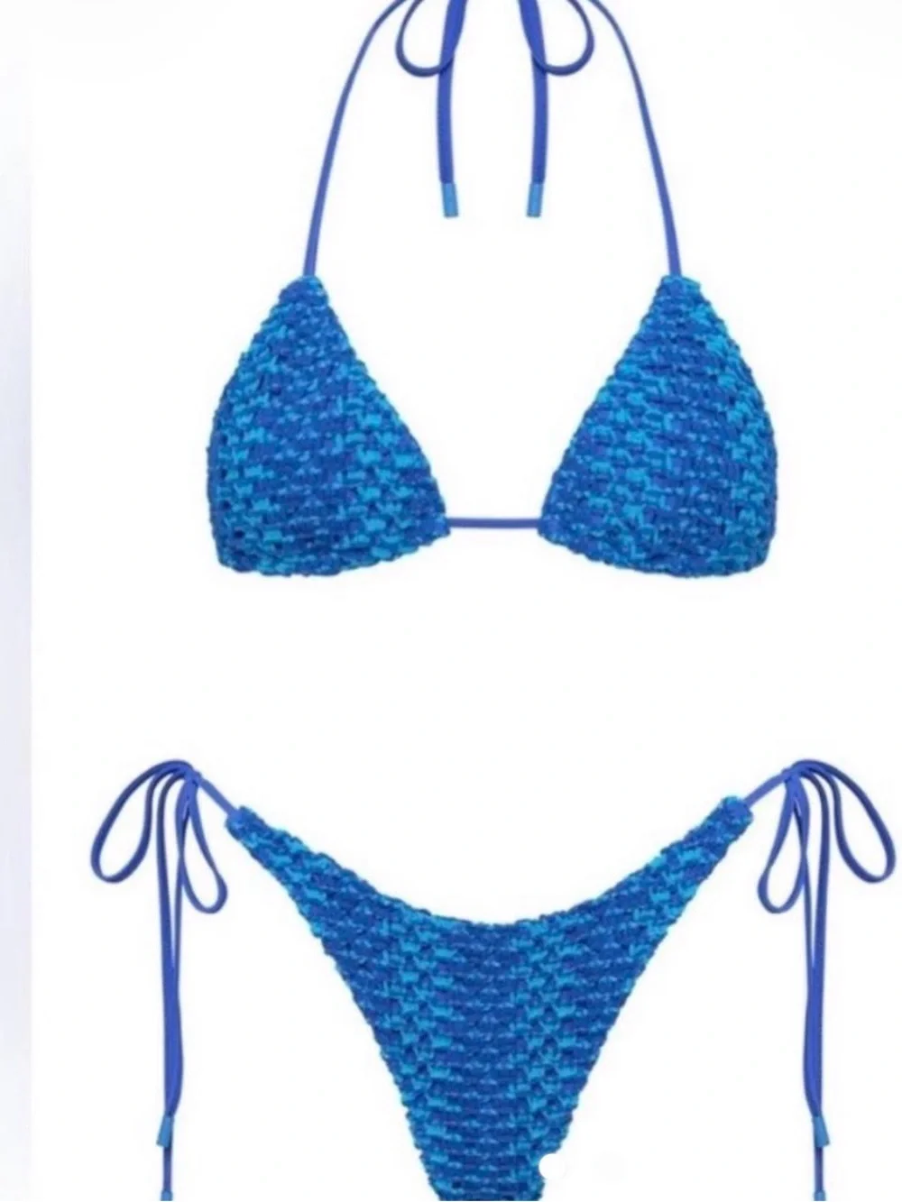 Triangle blue crotchet bikini